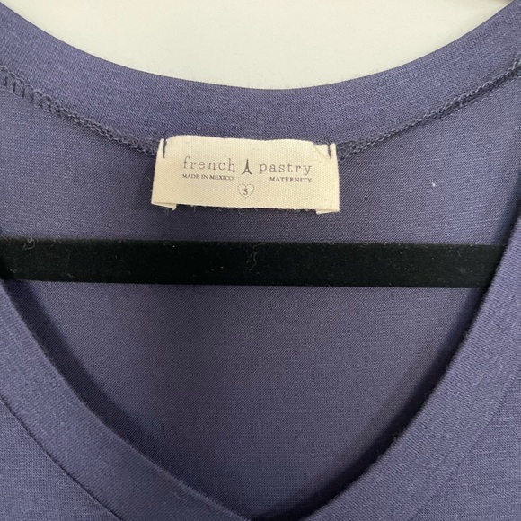 French Pastry Maternity Tee Size Small Blue Graphic #bumplife New With Tags - Picture 4 of 6